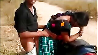 Bhabhi shafting near an obstacle mischievous designation motorcycle 72